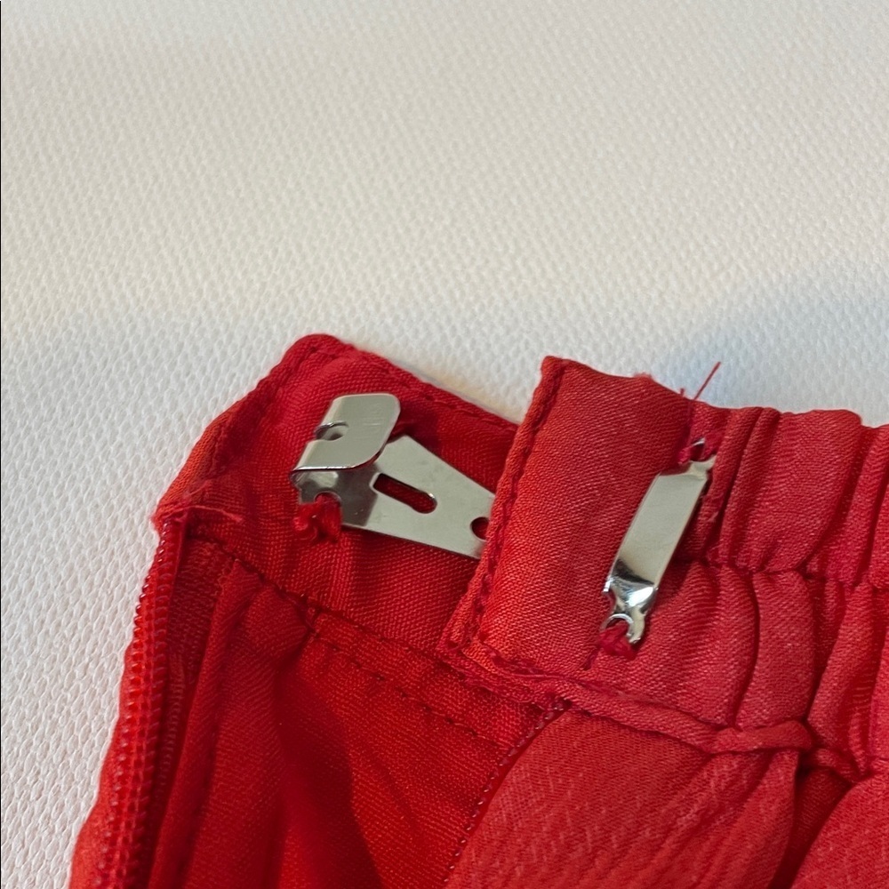Vintage Red Two-Piece Set Beaded Embroidered Top & Ruffle Pants - Picture 13 of 16